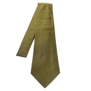 Paul Fredrick Mens Gold Textured Grid Silk Tie Hand Tailored Made in USA NWT